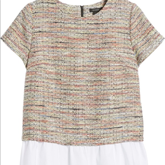 Halogen Poplin Ruffle Tweed Top - Picture 6 of 6